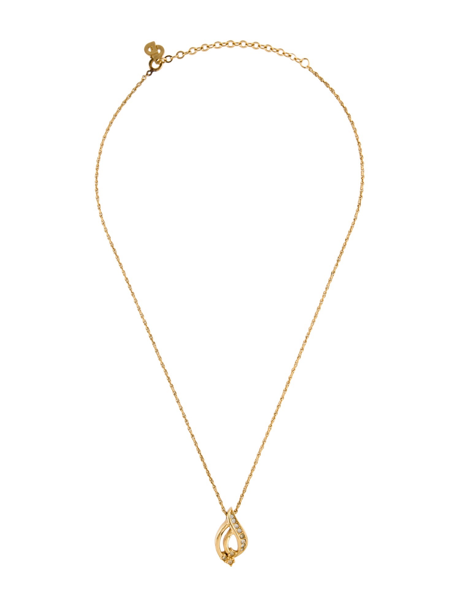 Christian Dior Vintage Crystal Swirl Pendant Necklace